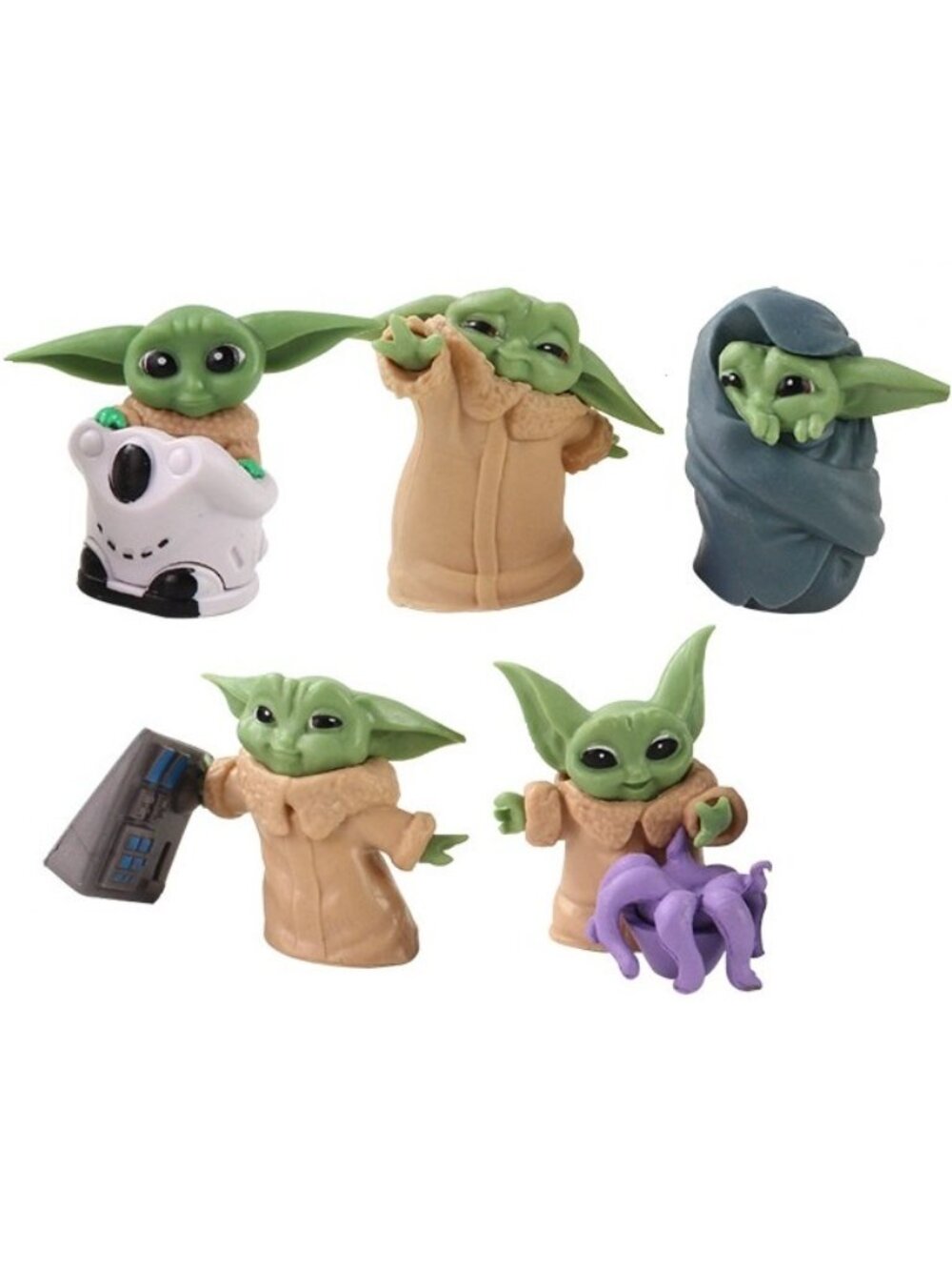 5pc Yoda Star Wars Baby Yoda Mandalorian Playset 5 Figure Cake Topper Toy Set